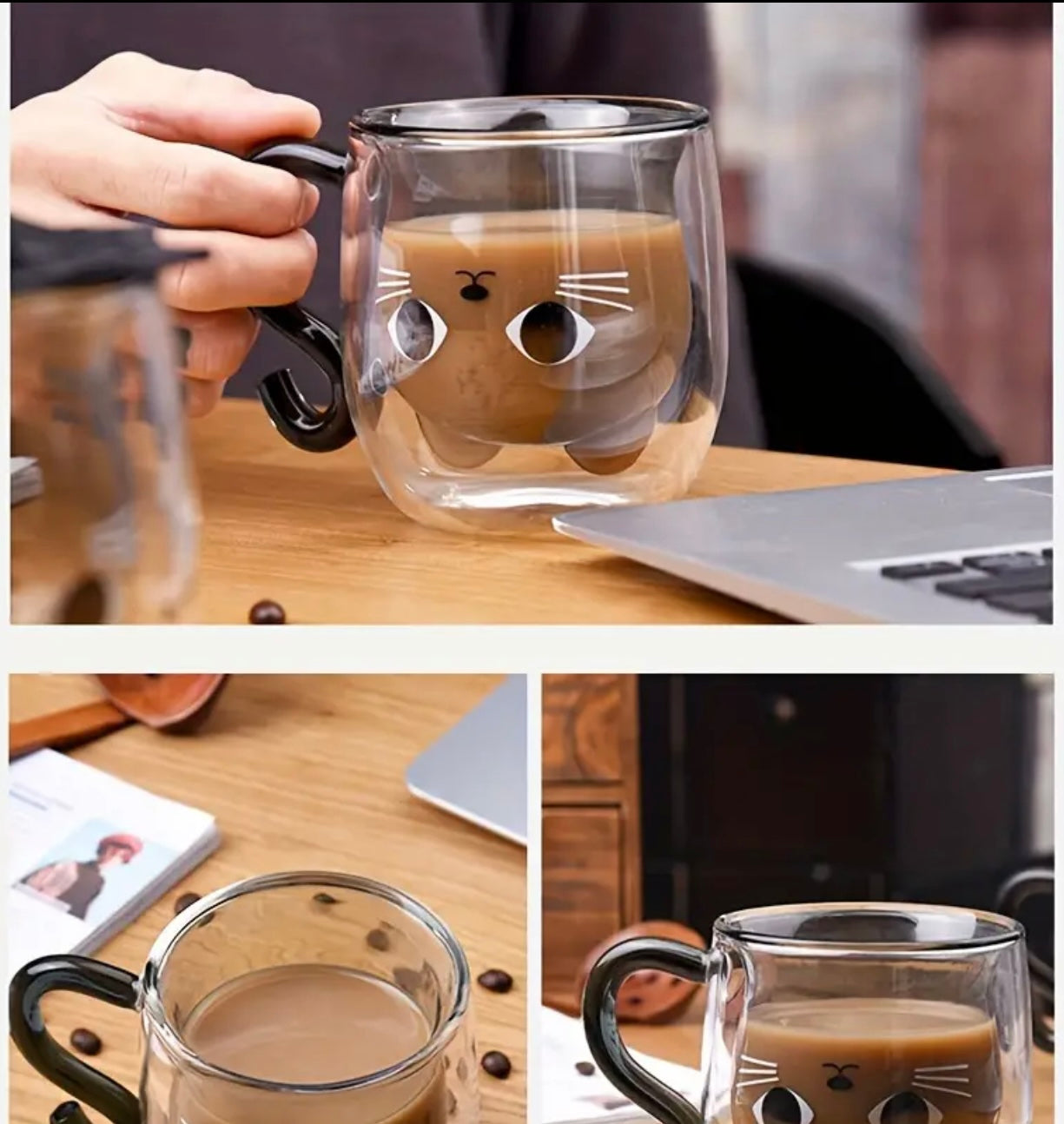 Doppelwandiger Kaffee Katzenbecher