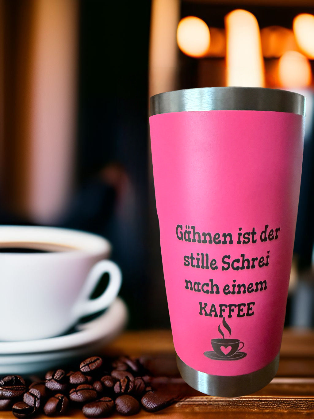 Thermobecher beidseitig graviert und personalisiert
