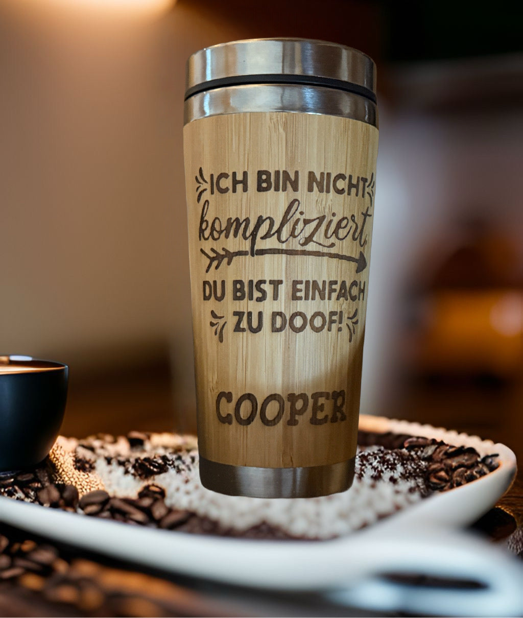 Thermobecher -Bambus- beidseitig graviert