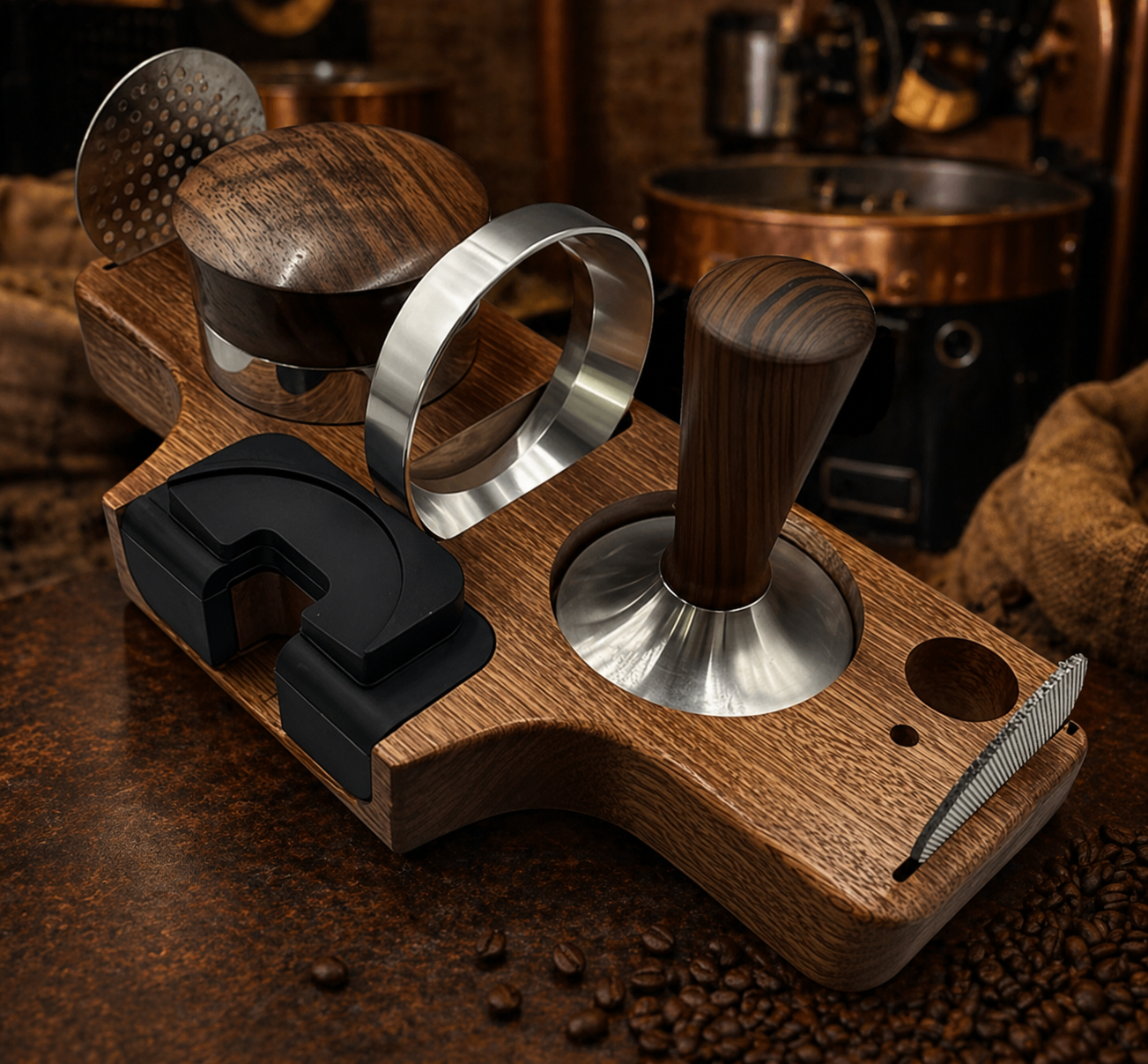 Holz Tamperstation "Barista Italiano"  --Personalisierbar--