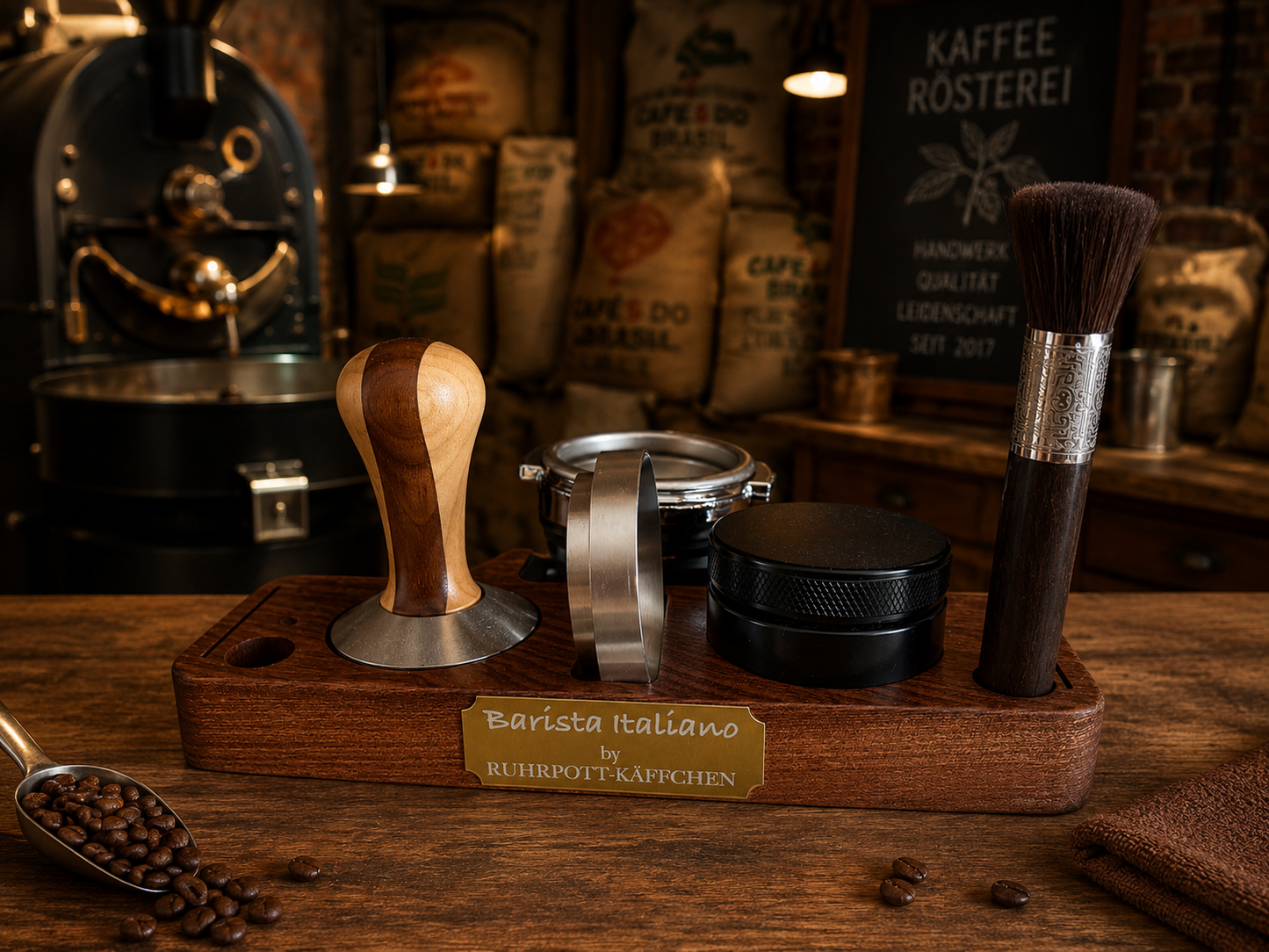 Holz Tamperstation "Barista Italiano"  --Personalisierbar--