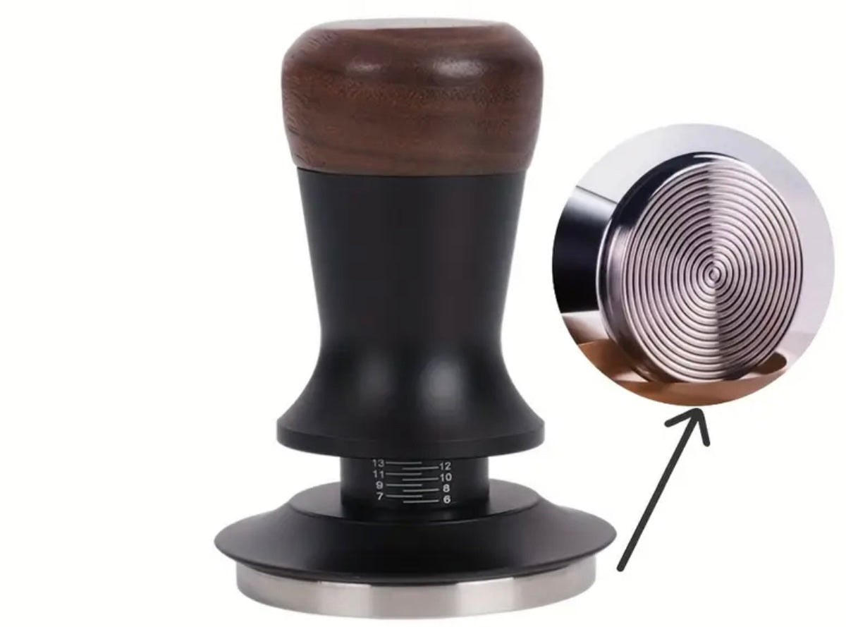 Edelstahl/Holz Tamper Druckregulierend  51 mm + 58 mm -Geriffelter Boden-